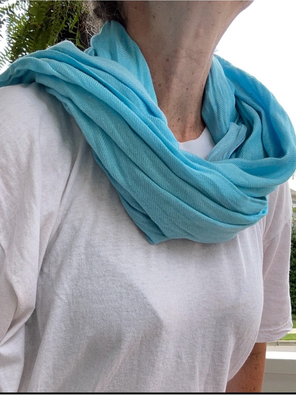 Light Aqua Fringe Scarf | Soft Lightweight Wrap Shawl - Picture 4 of 12